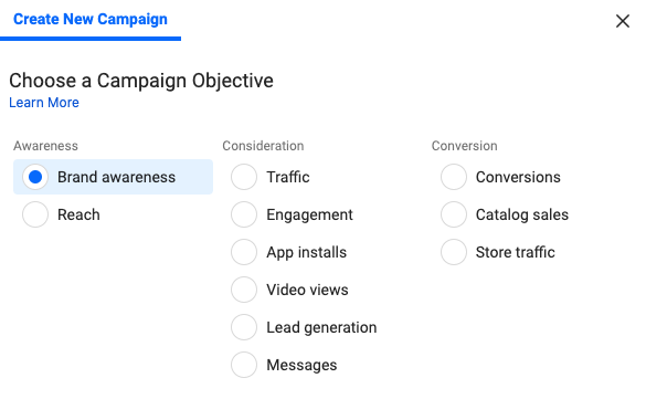 Select your campaign objective. Not using clear objectives is a common Facebook ad mistake